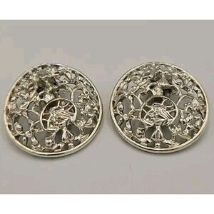 Vintage Sarah Coventry 1955 Frozen Lace Silver Tone Filigree Earrings‎ - Clip On